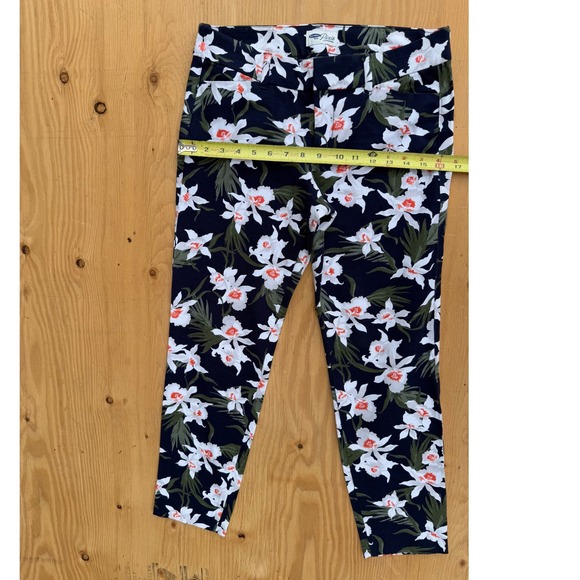 Old Navy Floral Print Ankle‎ Pants Stretch Casual Career Black White Size 4 - Picture 5 of 7